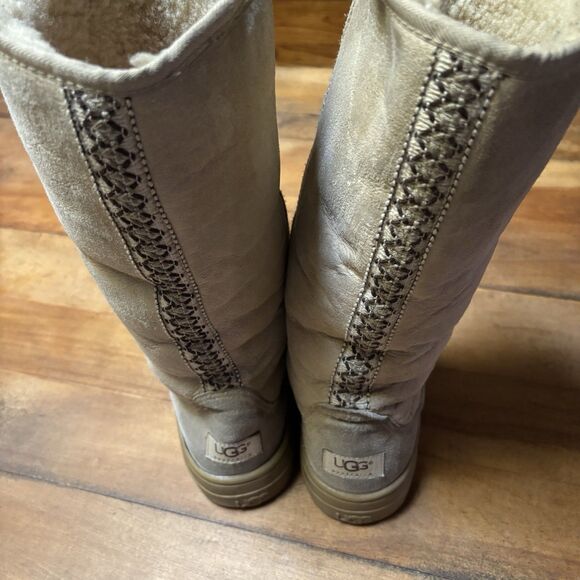 Vintage Ugg Tasman Braid Shearling Boots Women's 9 Ultra Tall New Zealand - Picture 1 of 16